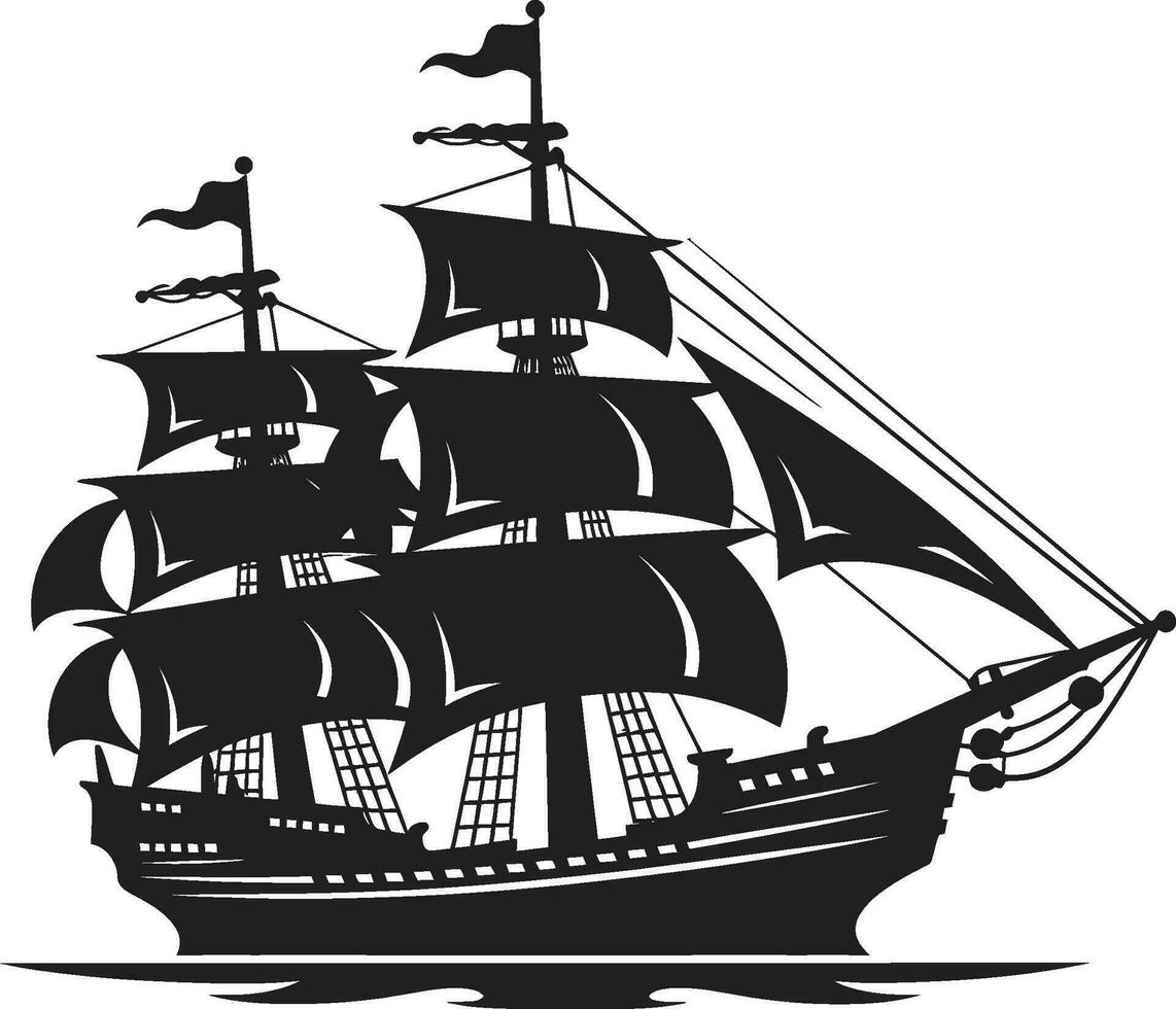 mythisch reis zwart oude schip embleem antiek zeeman vector schip ontwerp