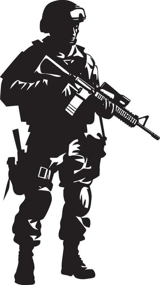 strategisch beschermer gewapend krachten logo militant schildwacht vector leger symbool