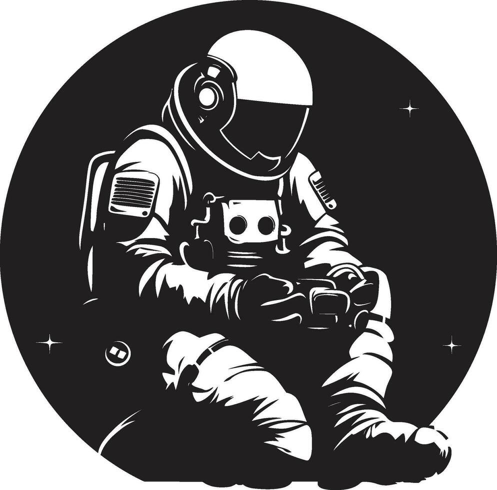 kosmos reiziger zwart ruimte ontdekkingsreiziger logo galactisch expeditie astronaut vector icoon