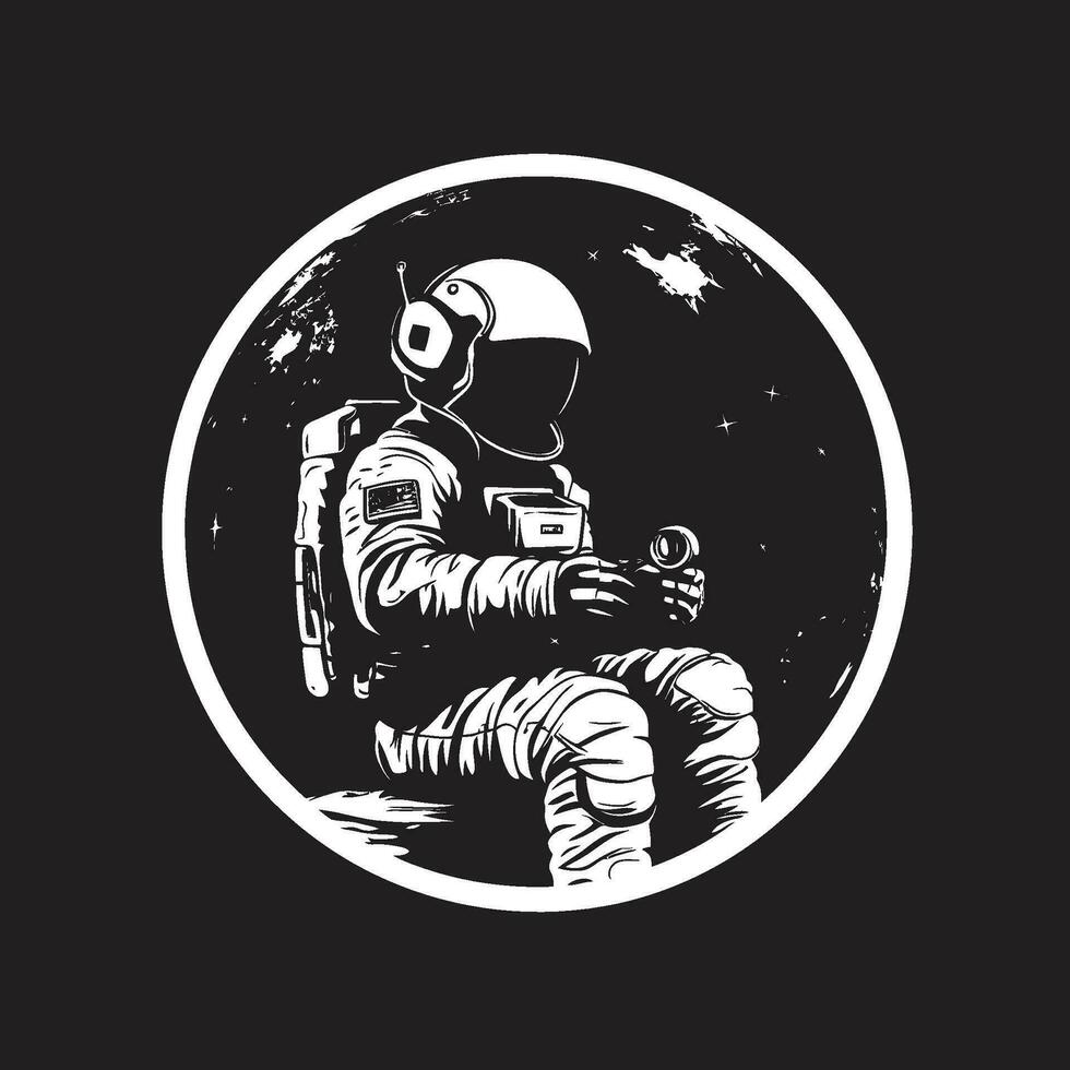 nul zwaartekracht ontdekkingsreiziger astronaut vector icoon orbital reiziger zwart astronaut embleem