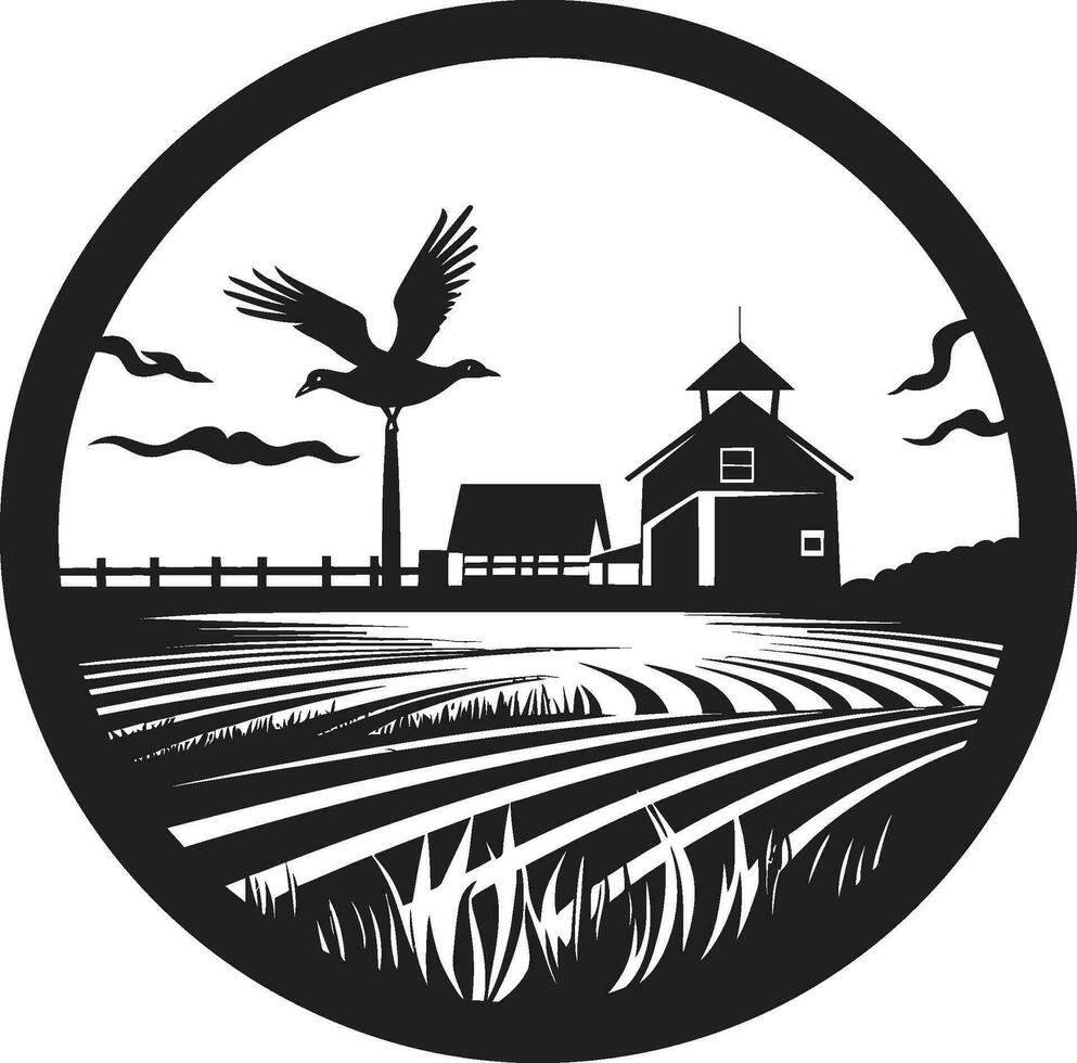 hoeve oase zwart boerderij logo platteland heiligdom agrarisch vector icoon