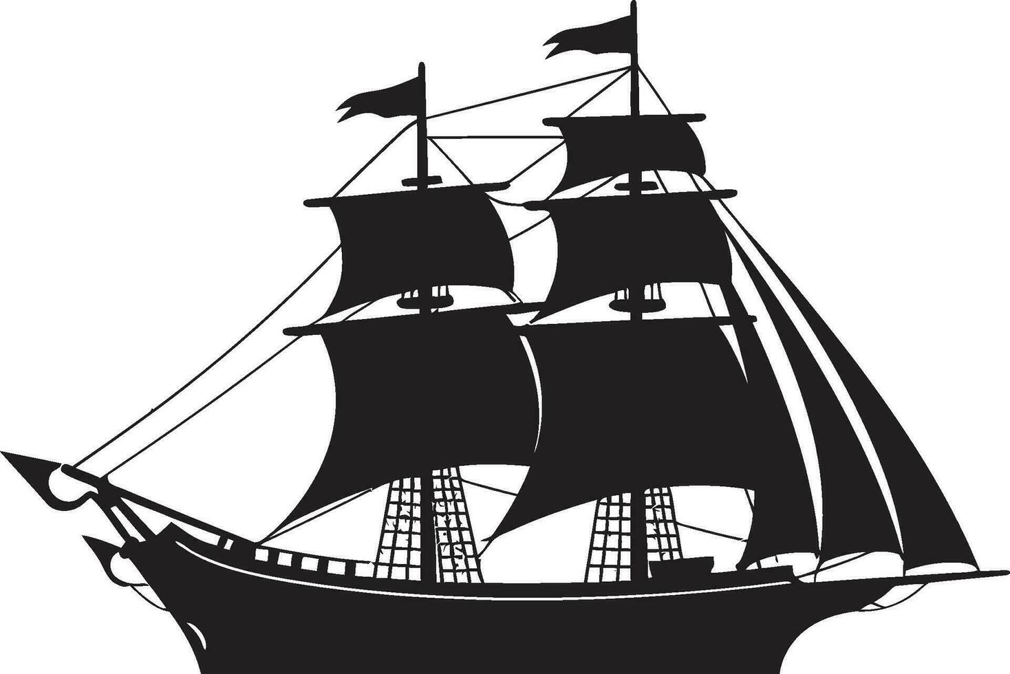 erfenis navigator zwart schip icoon ontwerp oudheid drijvend vector zwart schip embleem