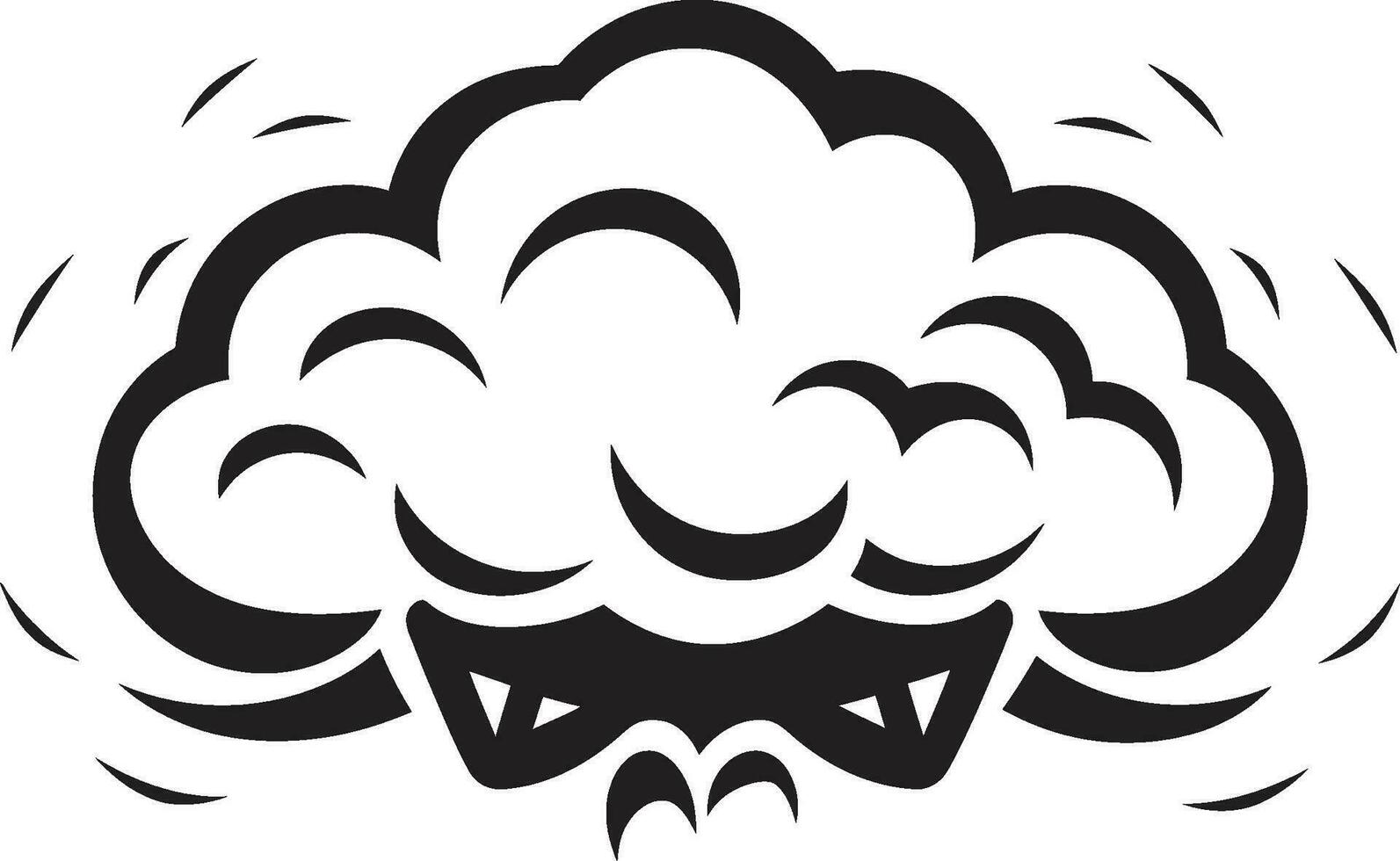 gekweld damp zwart boos wolk embleem donderend damp boos tekenfilm wolk logo vector