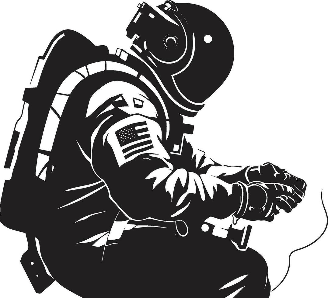 ruimte ontdekkingsreiziger astronaut emblematisch vector kosmisch reis zwart astronaut logo icoon