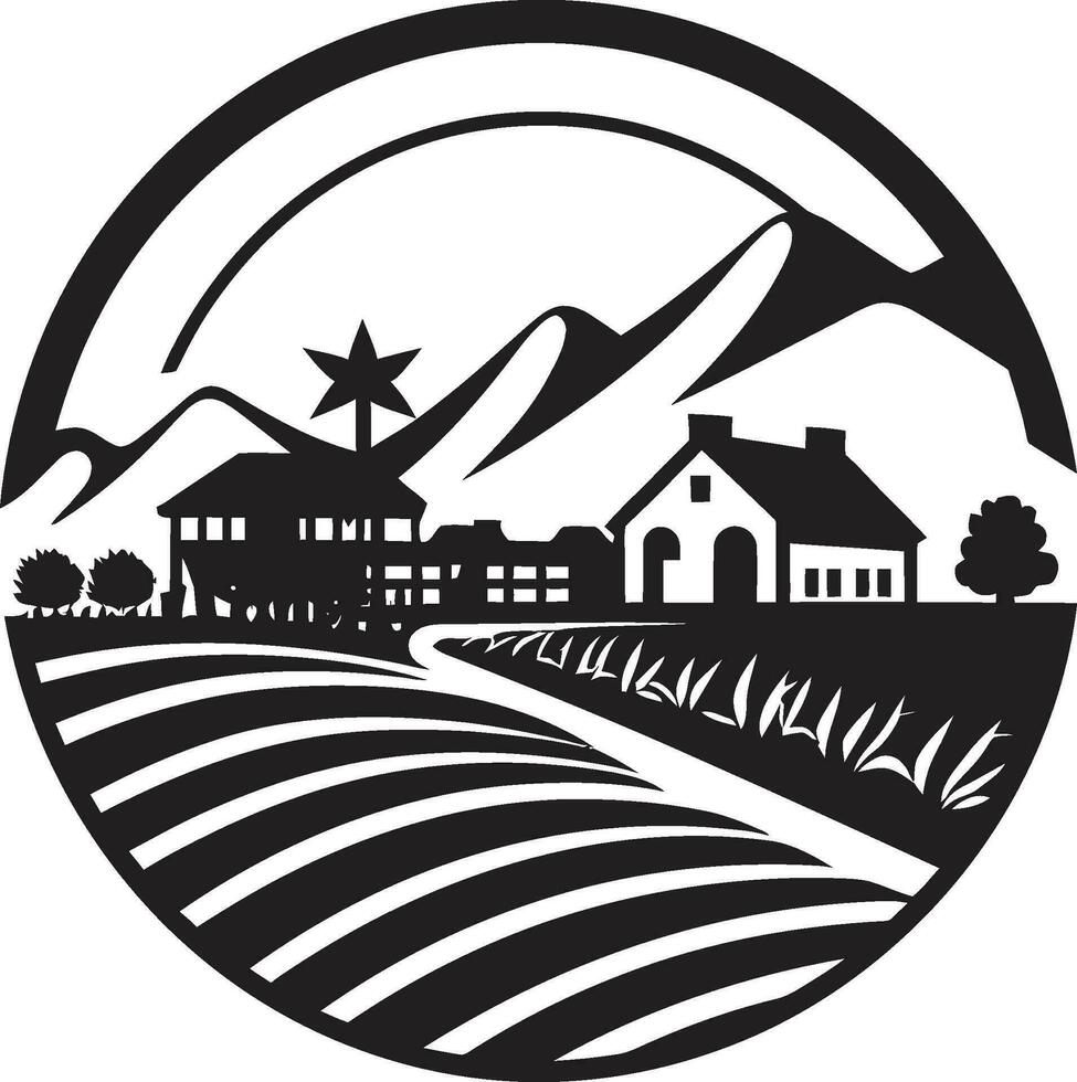 landelijk mijmering agrarisch boerderij vector ontwerp boerderij essence zwart logo voor landbouw