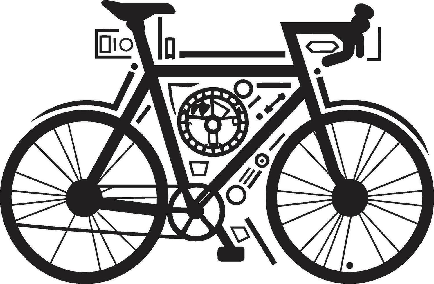 versnelling zwart fiets logo icoon stadspedaal vector fiets embleem