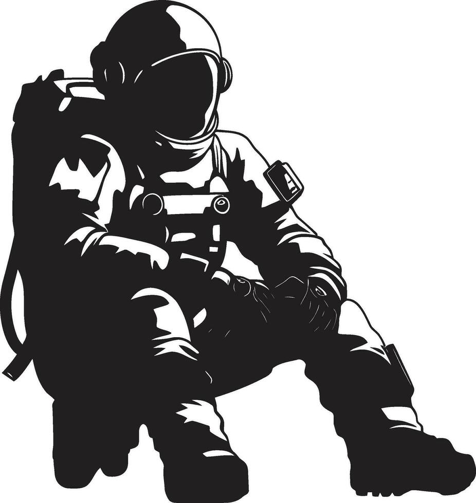 nul zwaartekracht voorloper zwart ruimte logo interstellair Pathfinder astronaut helm icoon vector