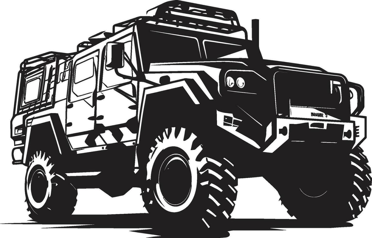 defensief verkennen leger voertuig icoon krijger s rijden zwart leger 4x4 symbool vector