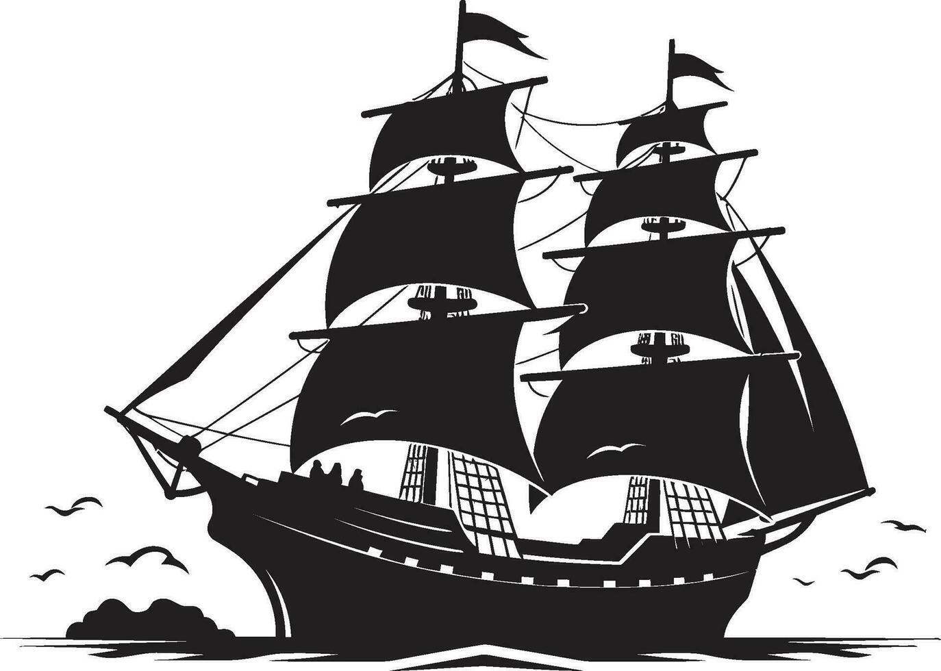 historisch odyssee vector schip icoon oude zeevaart zwart schip embleem