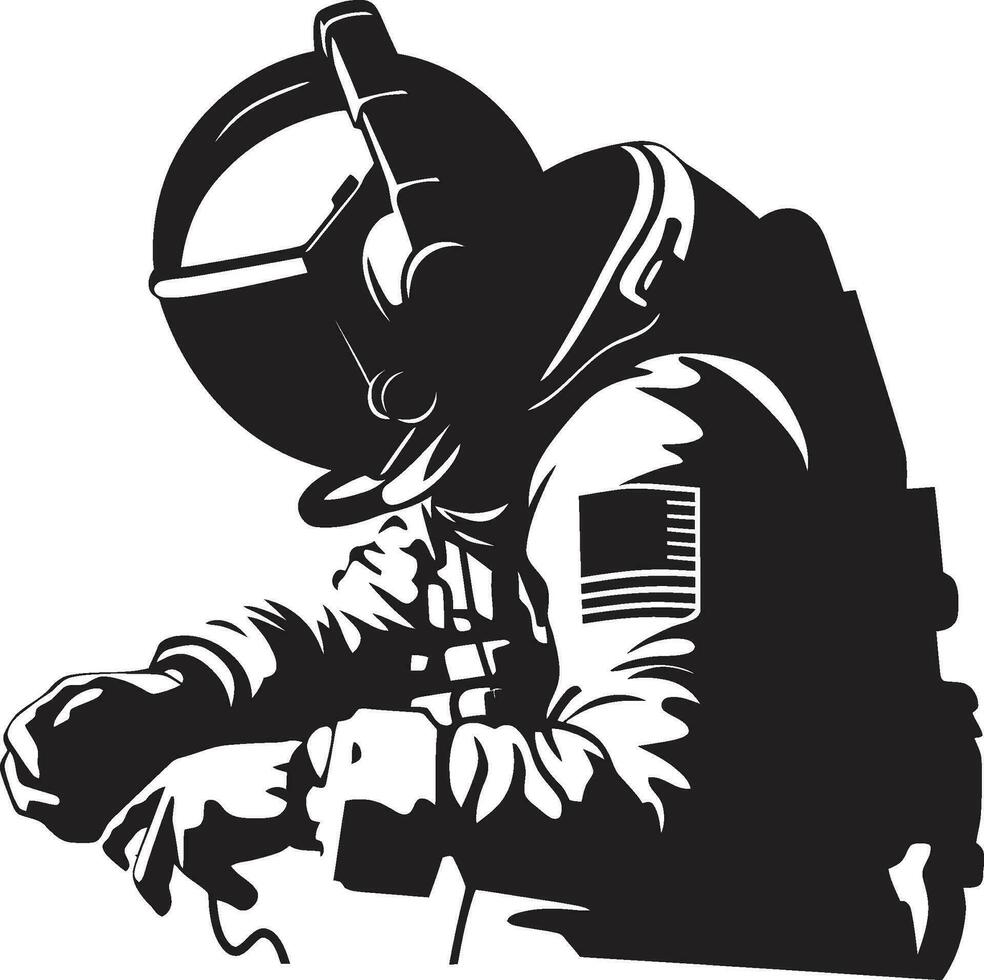 ruimte ontdekkingsreiziger astronaut emblematisch vector kosmisch reis zwart astronaut logo icoon