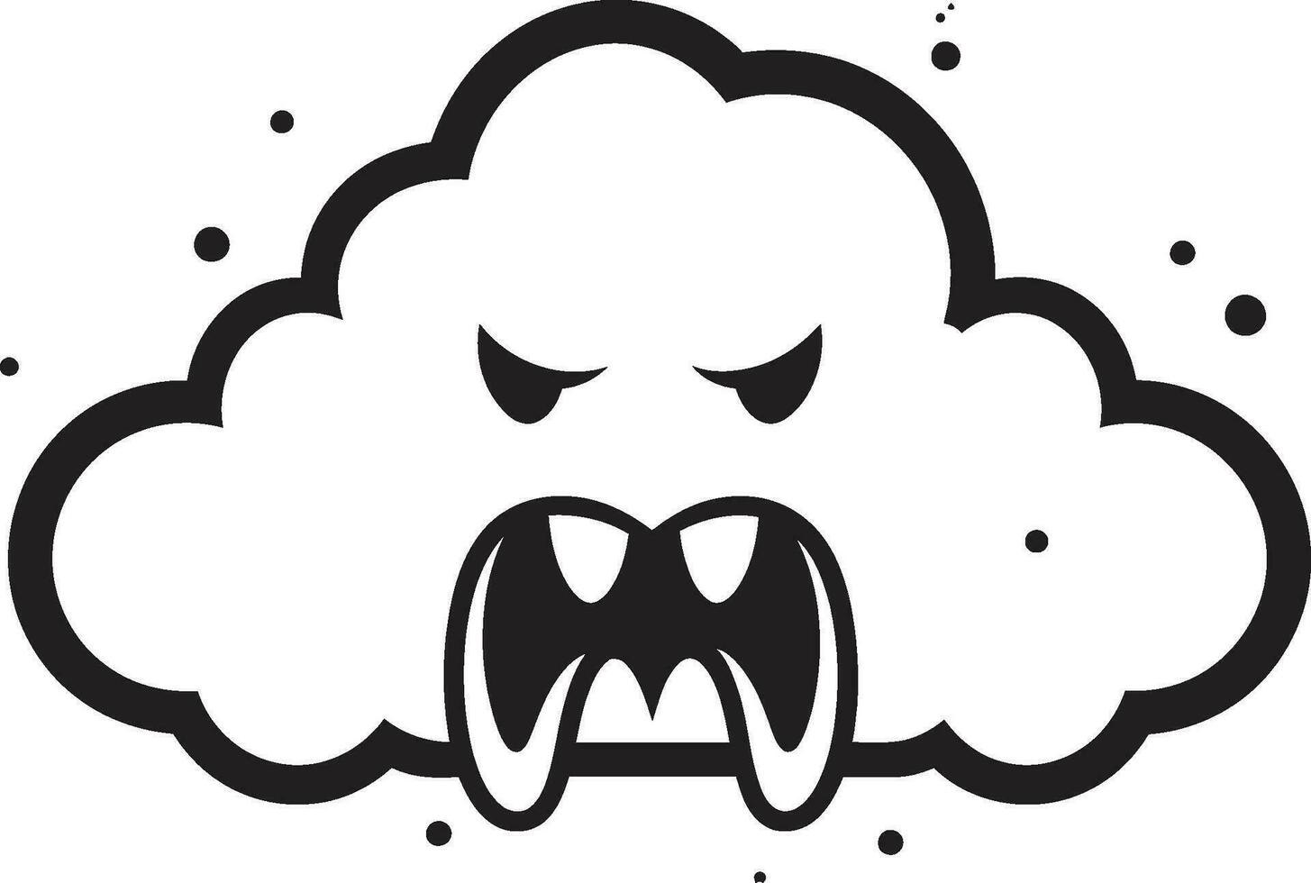 gekweld damp zwart boos wolk logo turbulent woede boos tekenfilm wolk ontwerp vector