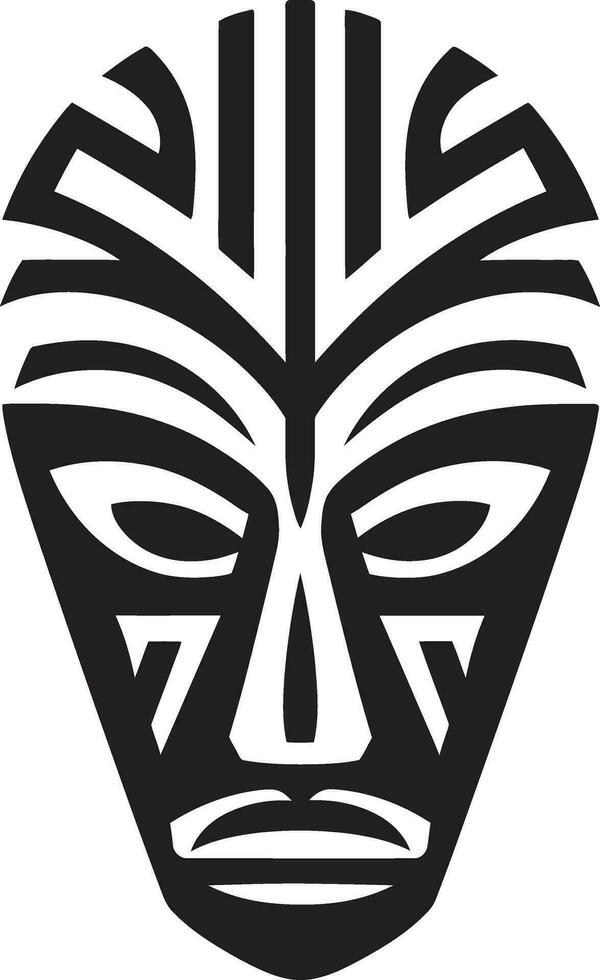 cultureel mijmering Afrikaanse tribal masker vector embleem voorouderlijk fluistert zwart logo icoon van tribal masker