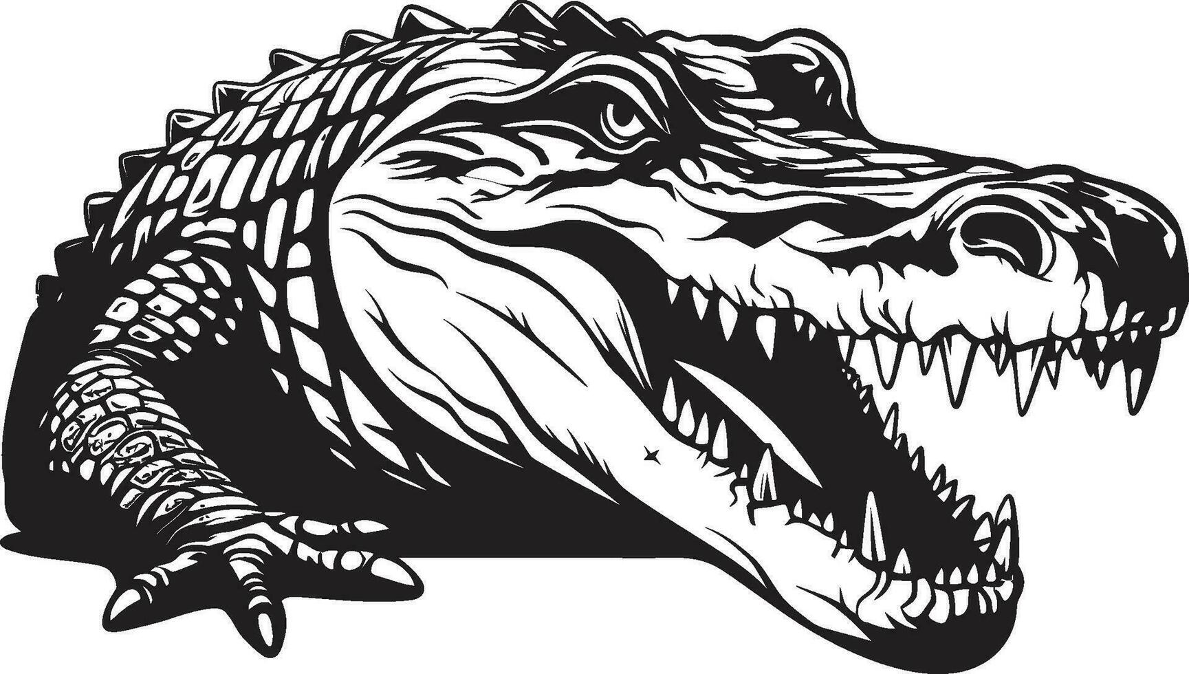 moeras monarch zwart alligator logo icoon verwilderd blik vector alligator in zwart