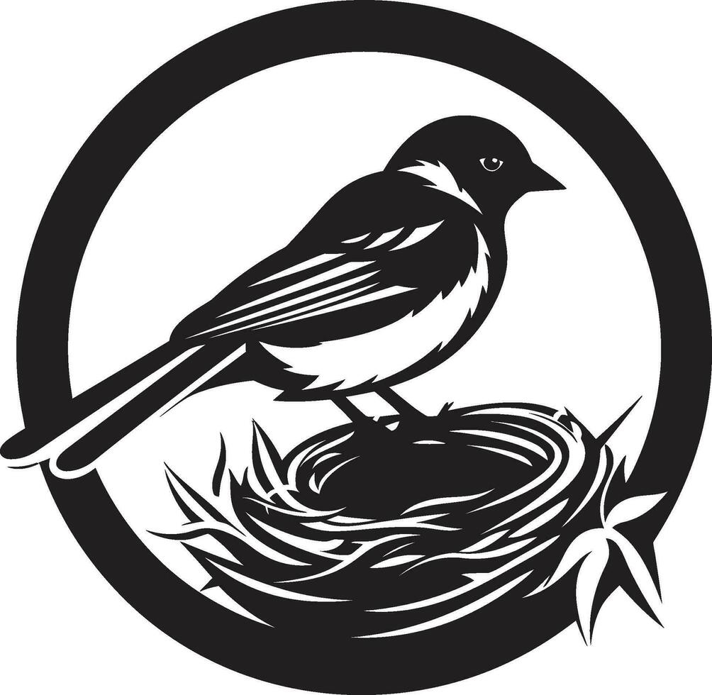 bewerkte baars vector nest logo volière maven zwart vogel nest icoon