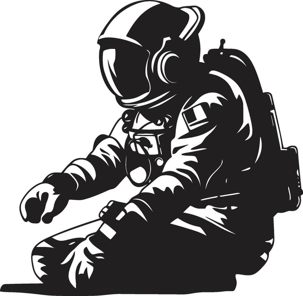 orbital reiziger zwart astronaut embleem stellair navigator vector astronaut symbool