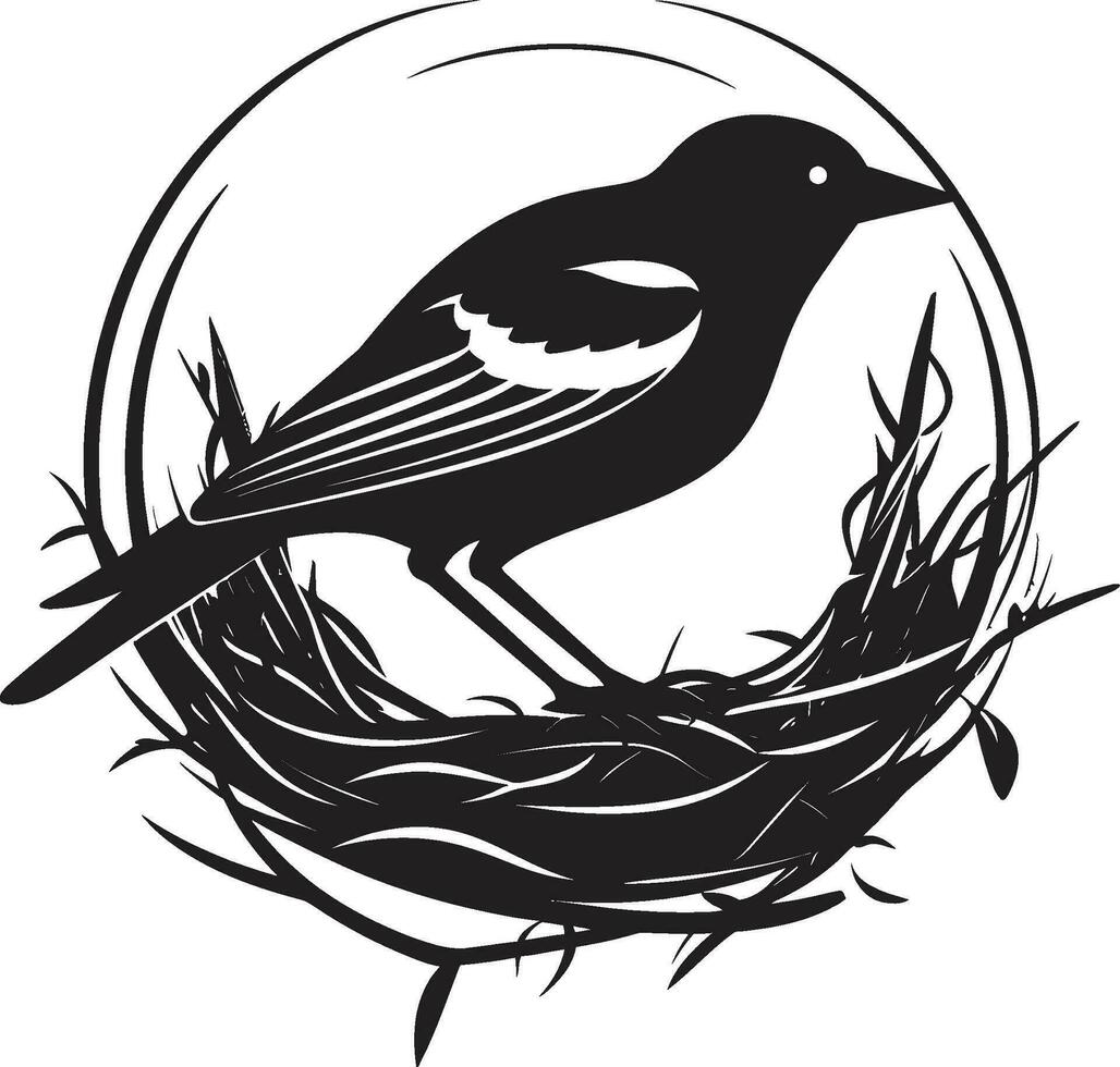 nestcraft wever vogel icoon antenne kunstenaarstalent zwart nest embleem vector