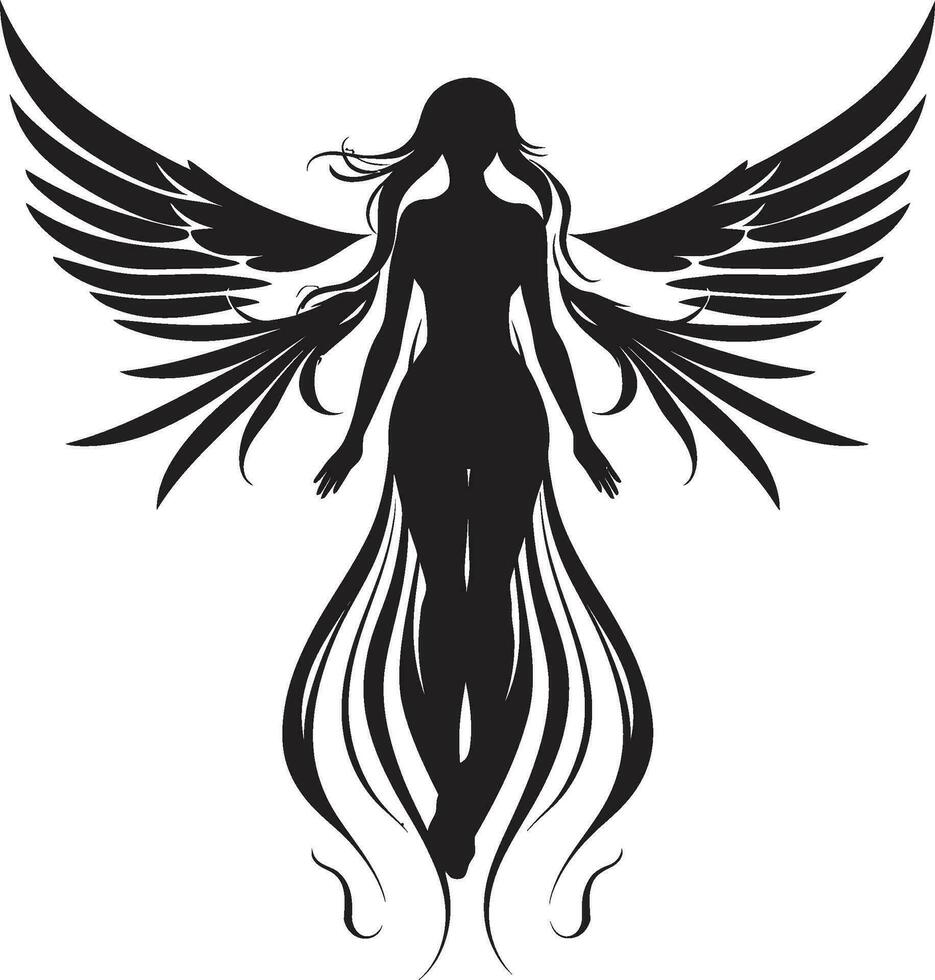 hemels genade vector engelachtig logo hemel- boodschapper zwart Vleugels symbool