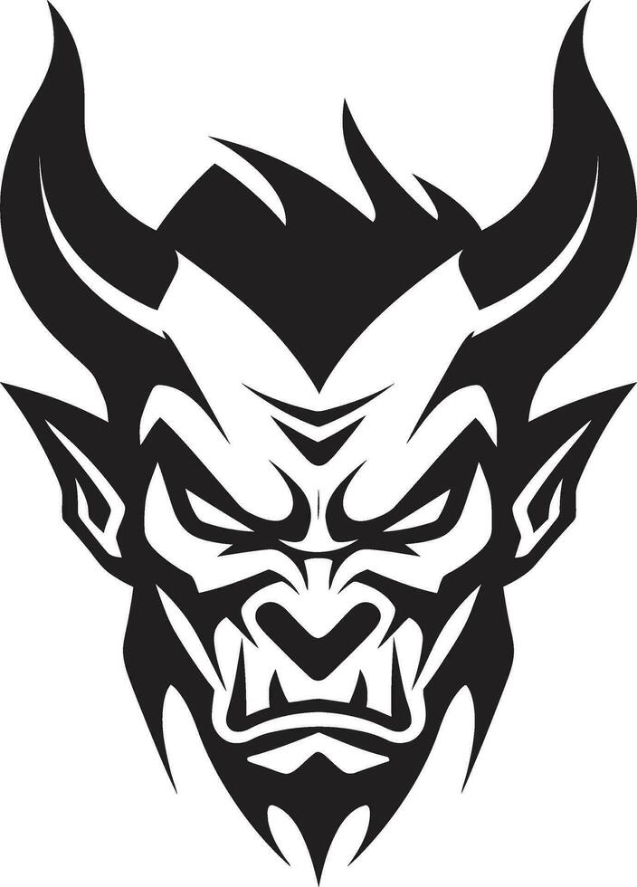 duivels woede agressief duivel s vector zwart icoon helse dreiging duivel s gezicht embleem in vector