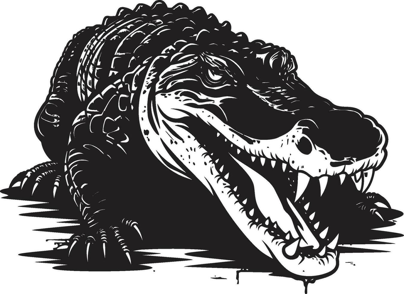 schaal soeverein vector zwart alligator icoon ongetemd majesteit zwart alligator embleem