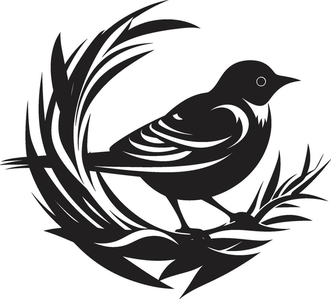 vogel kunstenaarstalent zwart nest logo ontwerp wever s Vleugels vector nest symbool