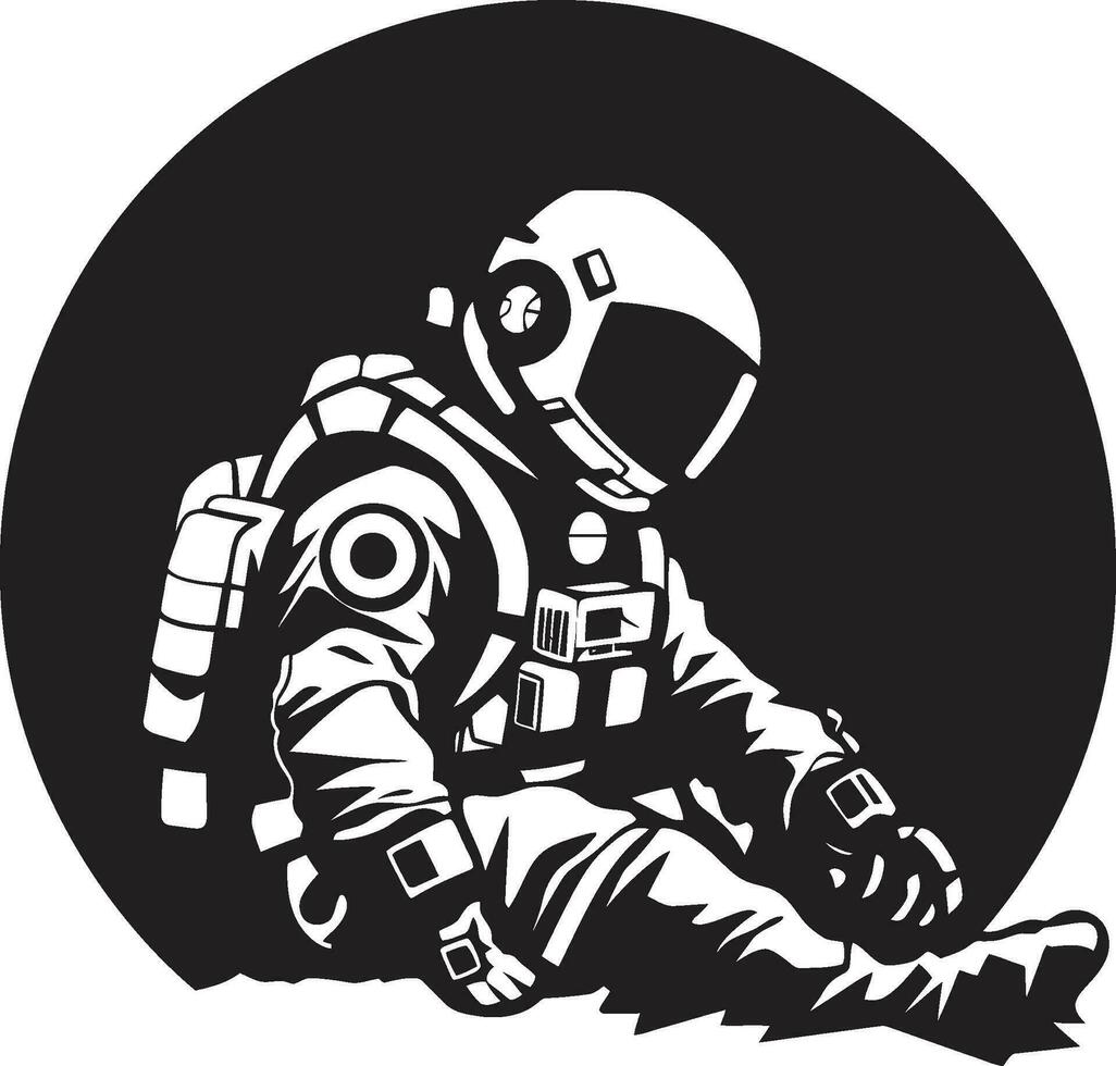 nul zwaartekracht ontdekkingsreiziger astronaut vector icoon orbital reiziger zwart astronaut embleem