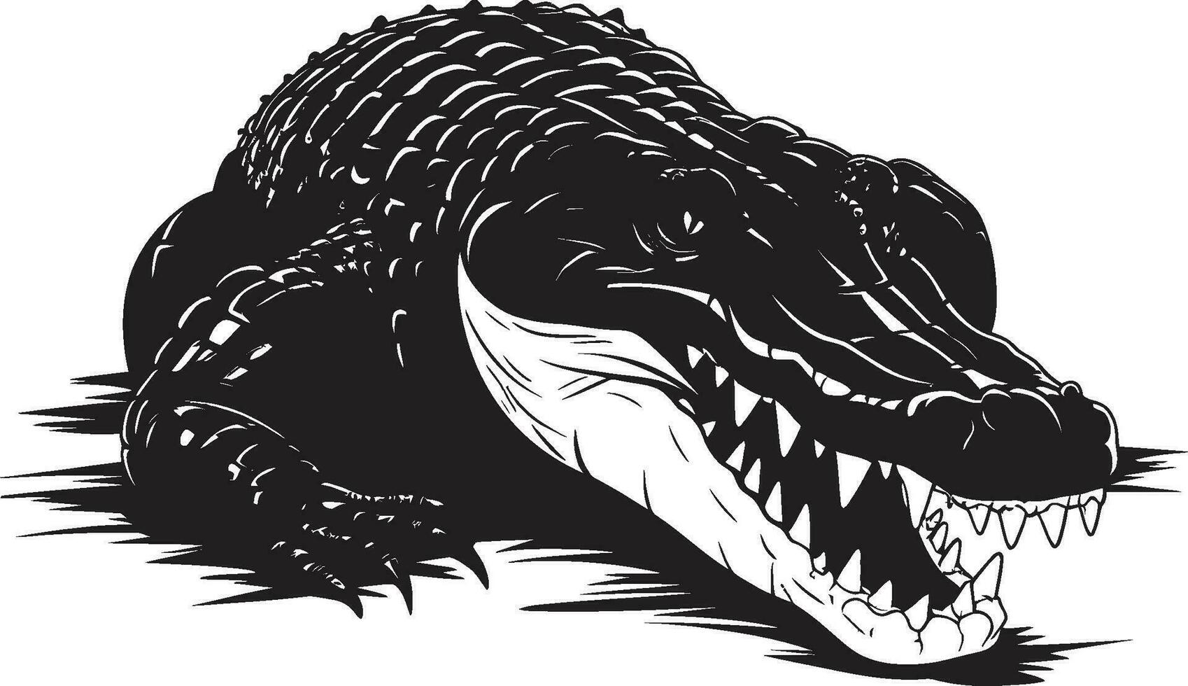 woest roofdier zwart alligator embleem reptiel heerser vector alligator icoon