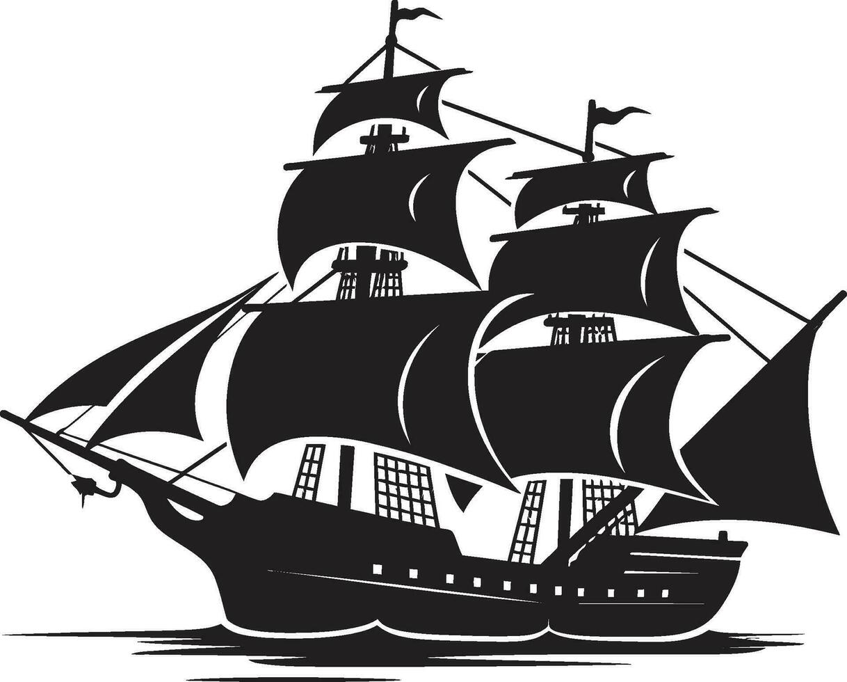 wijnoogst navigator vector schip icoon oud zeevaart oude schip embleem