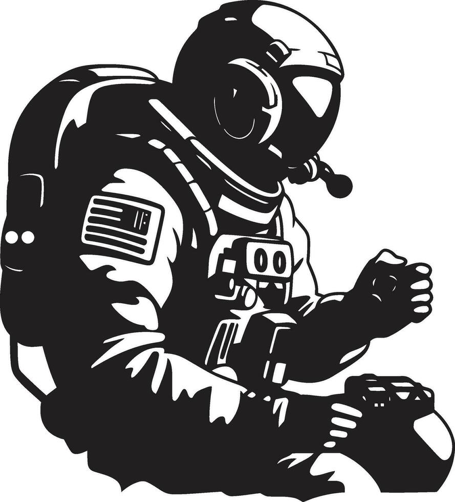 kosmisch ontdekkingsreiziger astronaut vector embleem ruimte pionier zwart helm logo icoon