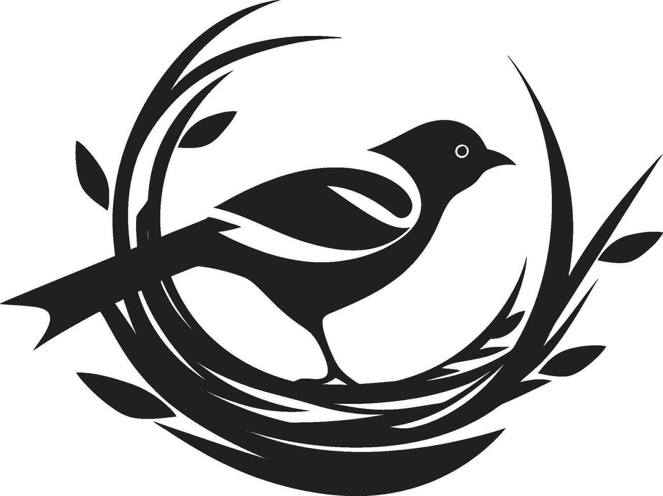 vogel kunstenaarstalent zwart nest logo ontwerp wever s Vleugels vector nest symbool