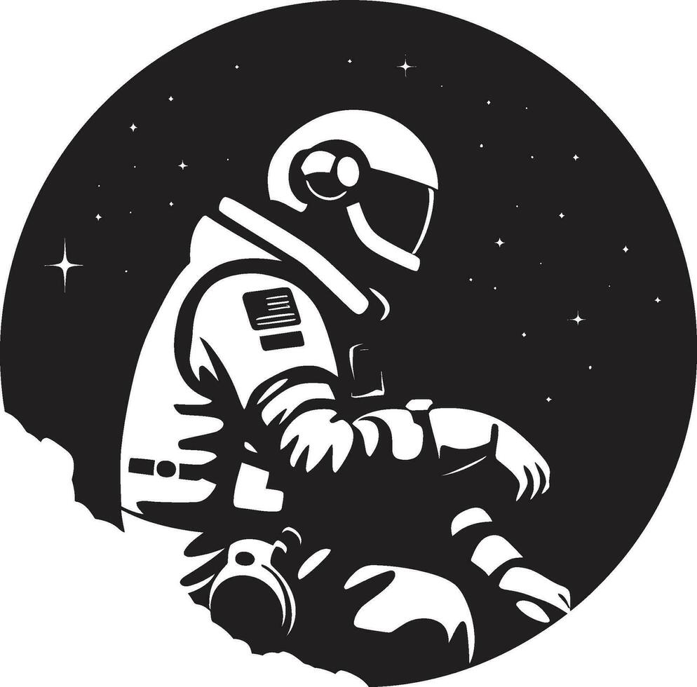 ruimte pionier zwart helm logo icoon galactisch reiziger astronaut symbool ontwerp vector