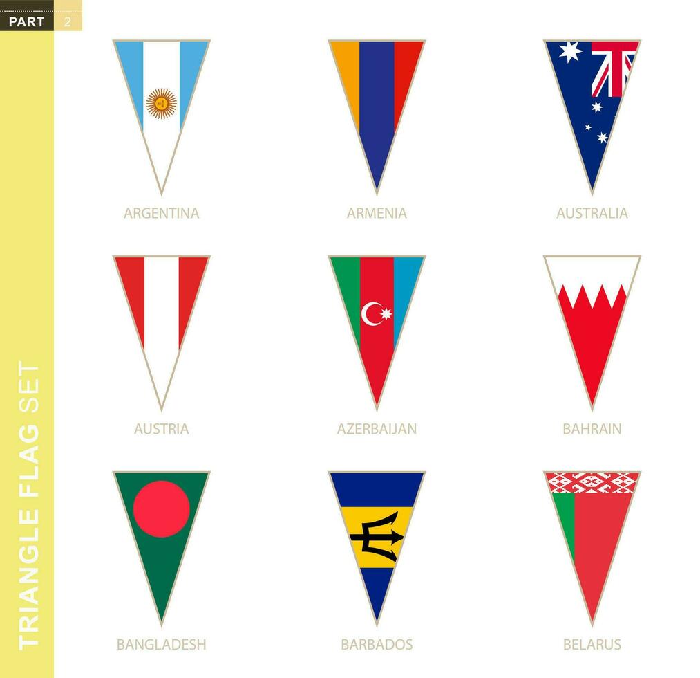 driehoek vlag set, gestileerde land vlaggen. vector