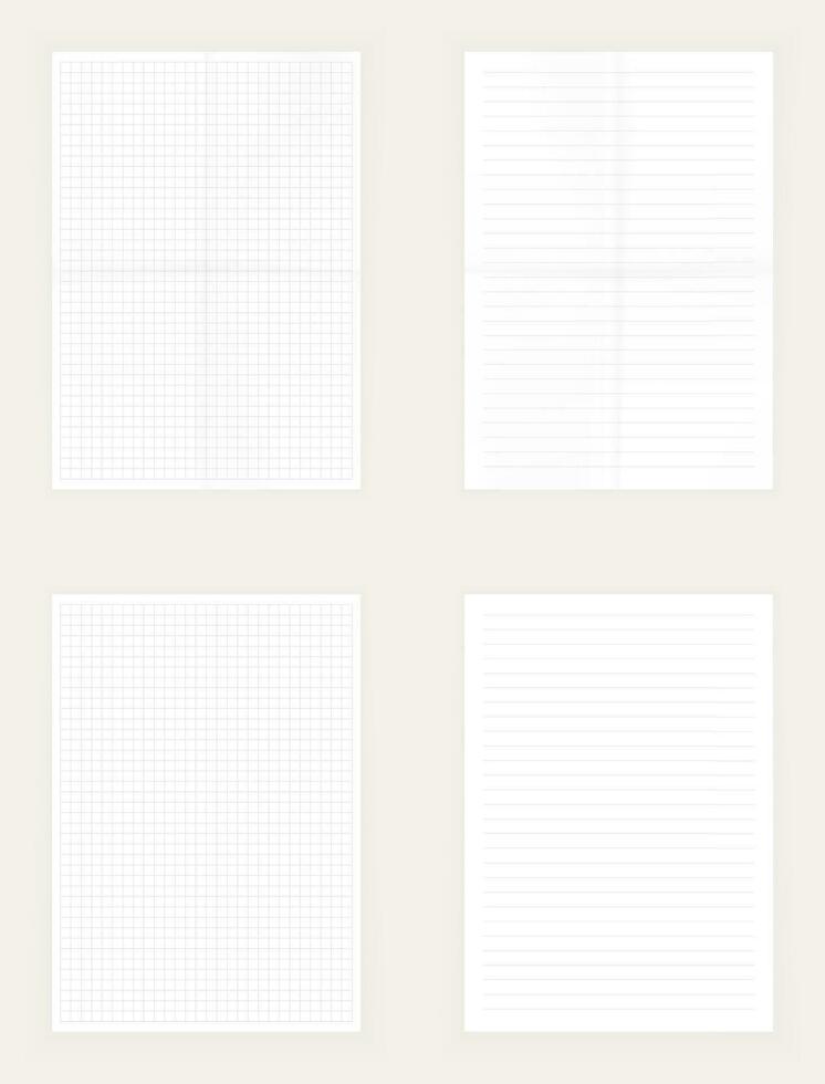 realistisch blanco lakens van bekleed en plein papier. vector reeks van papier lakens