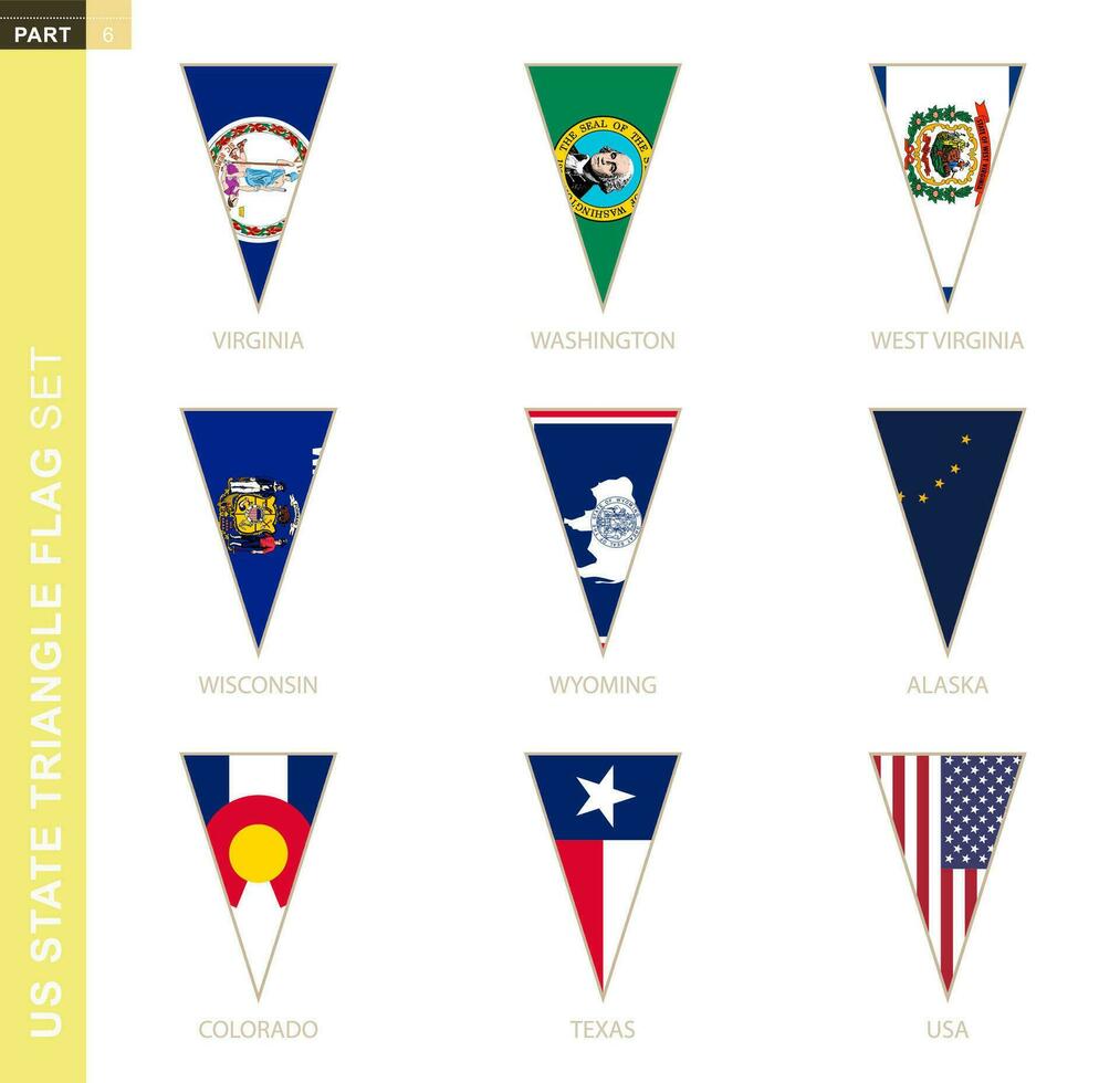 driehoek Verenigde Staten van Amerika staten vlag set, gestileerde staat vlaggen vector