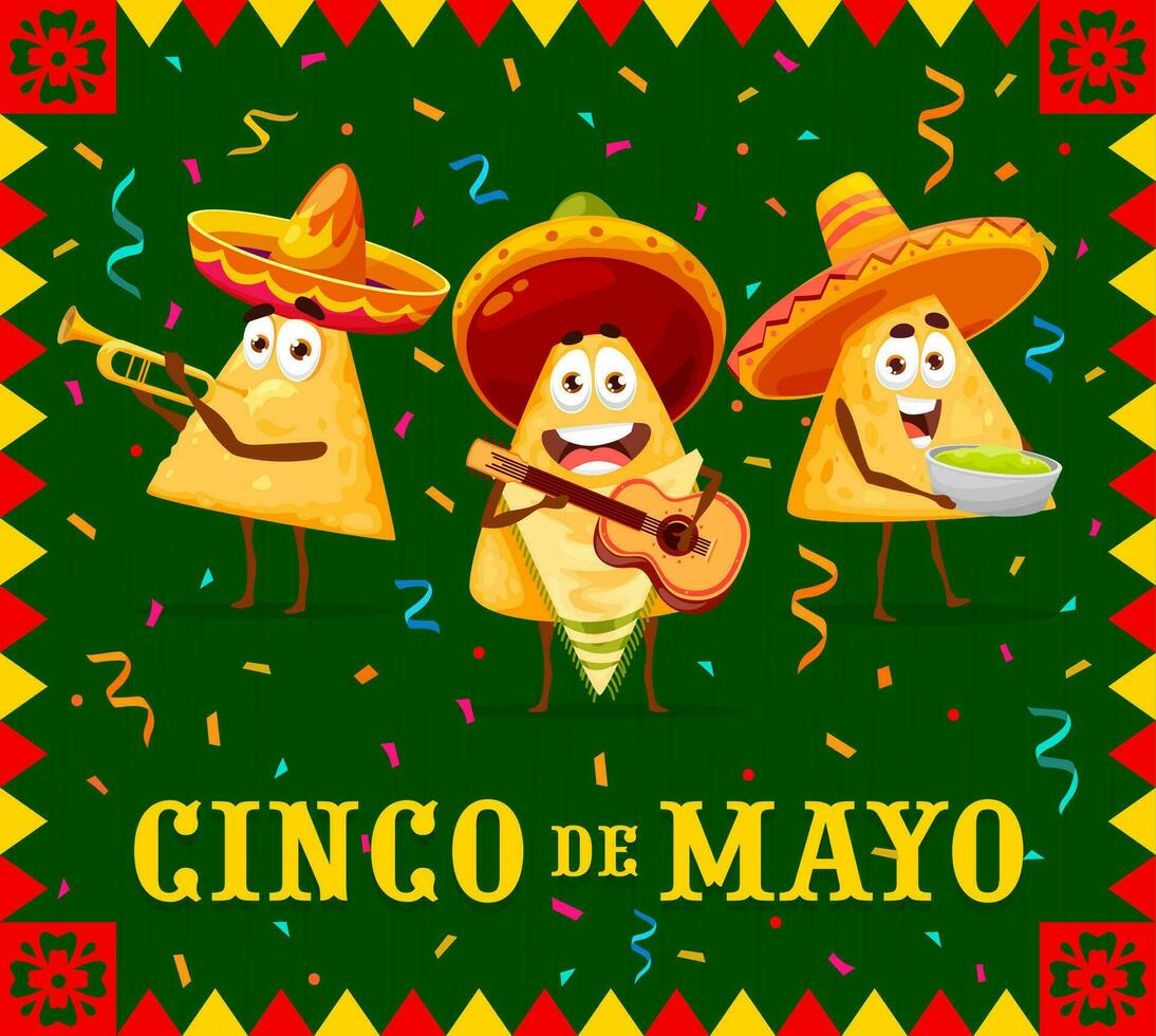 tekenfilm nacho's chips karakters, cinco de mayo vector