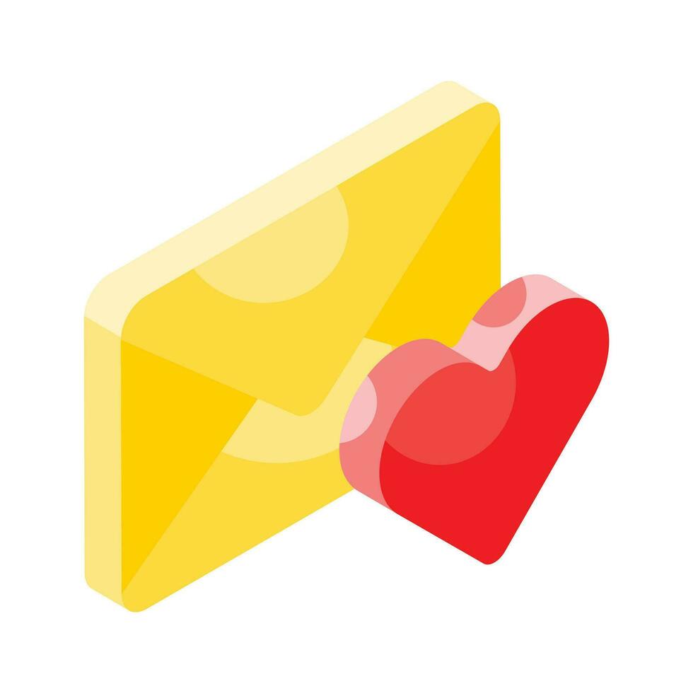hart symbool binnen brief envelop concept isometrische icoon van liefde brief vector