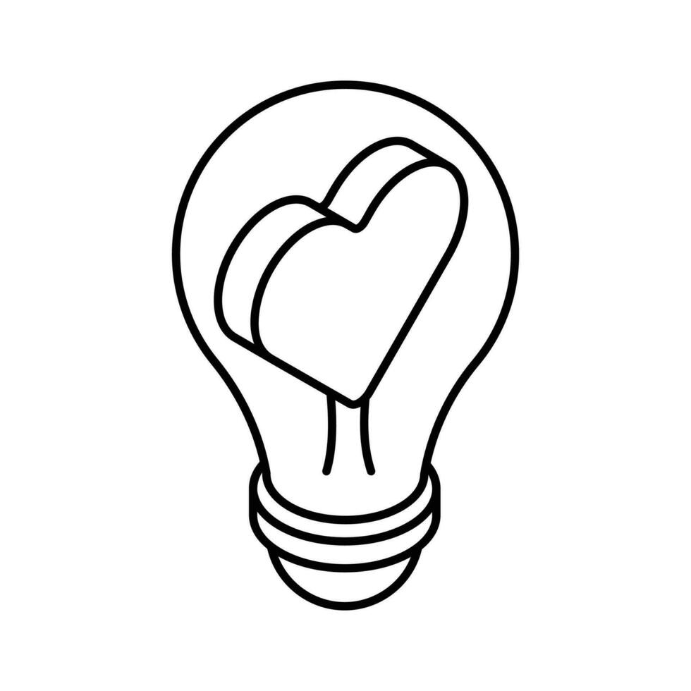 hart binnen licht lamp tonen concept icoon van romantisch idee, Valentijn dag lamp vector ontwerp