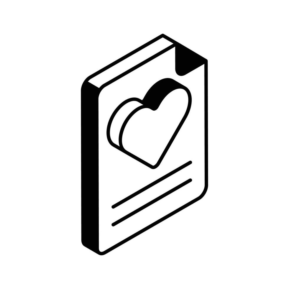 hart symbool Aan bladzijde beeltenis vlak concept icoon van liefde brief, romantisch communicatie vector