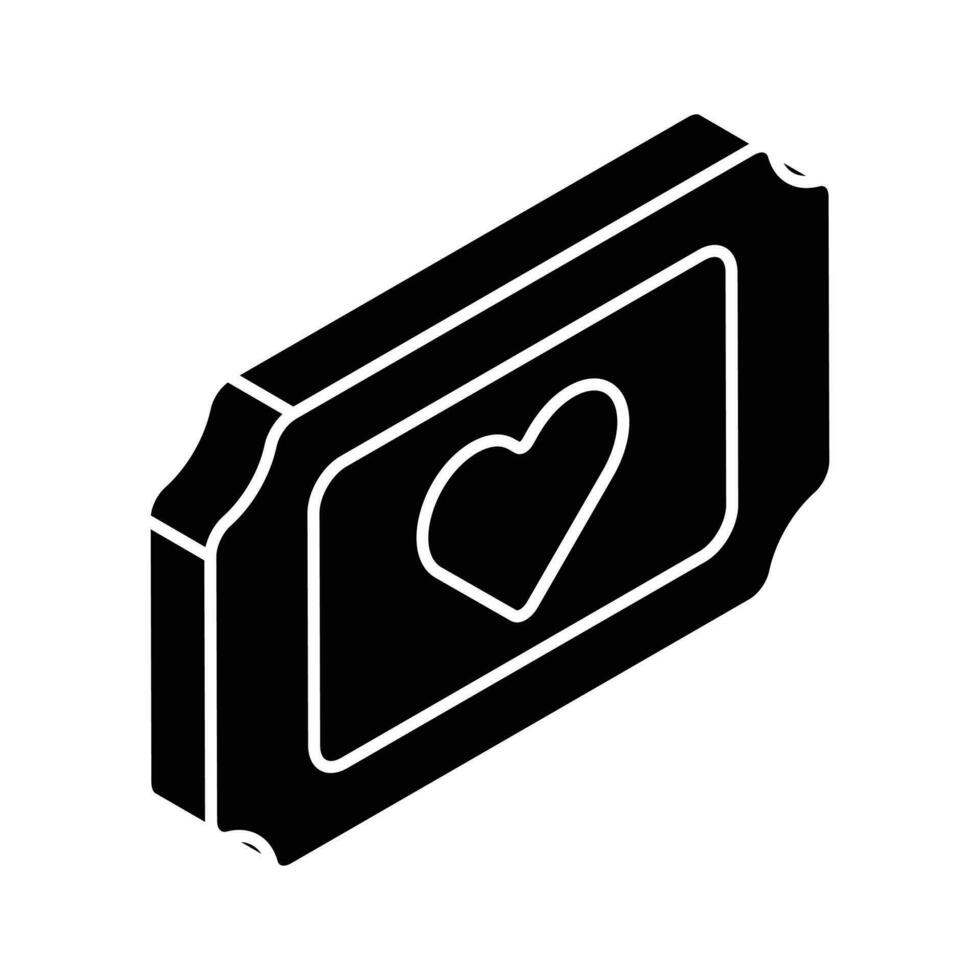 hart symbool binnen bioscoop ticket aanduiding concept icoon van Valentijn tik vector