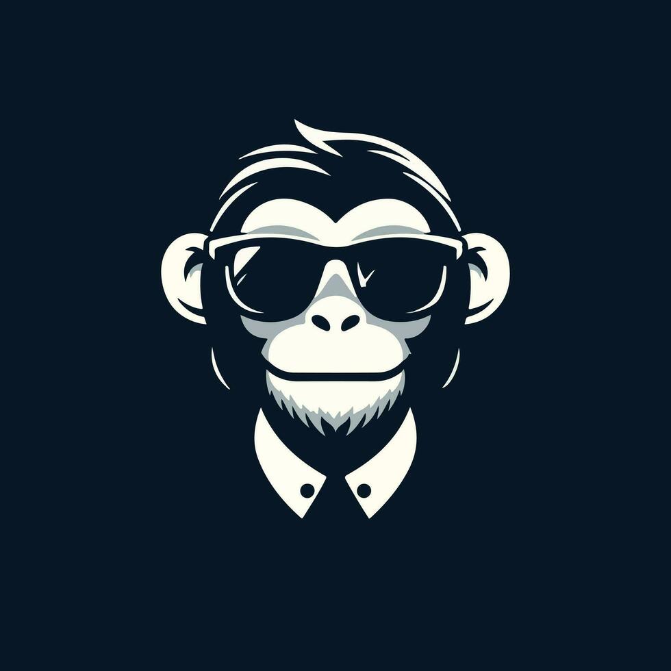 elegant aap illustratie in zonnebril en pak Aan een zwart achtergrond vector