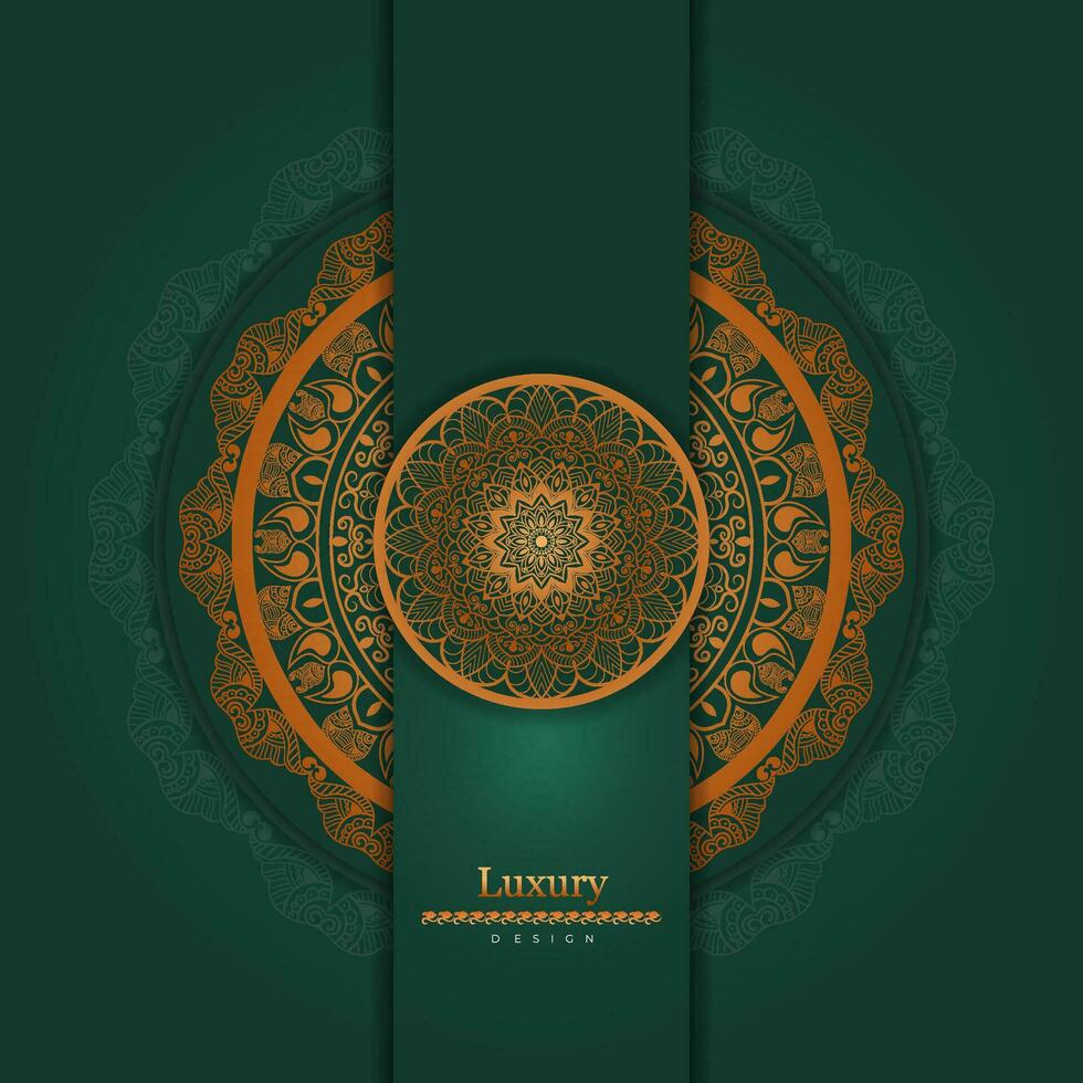 luxe mandala ontwerp sjabloon in goud met groen kleur achtergrond, kleur boek patroon in mandala stijl voor mehndi, tatoeëren, mehndi, decoratief ornamenten in etnisch oosters stijl vector