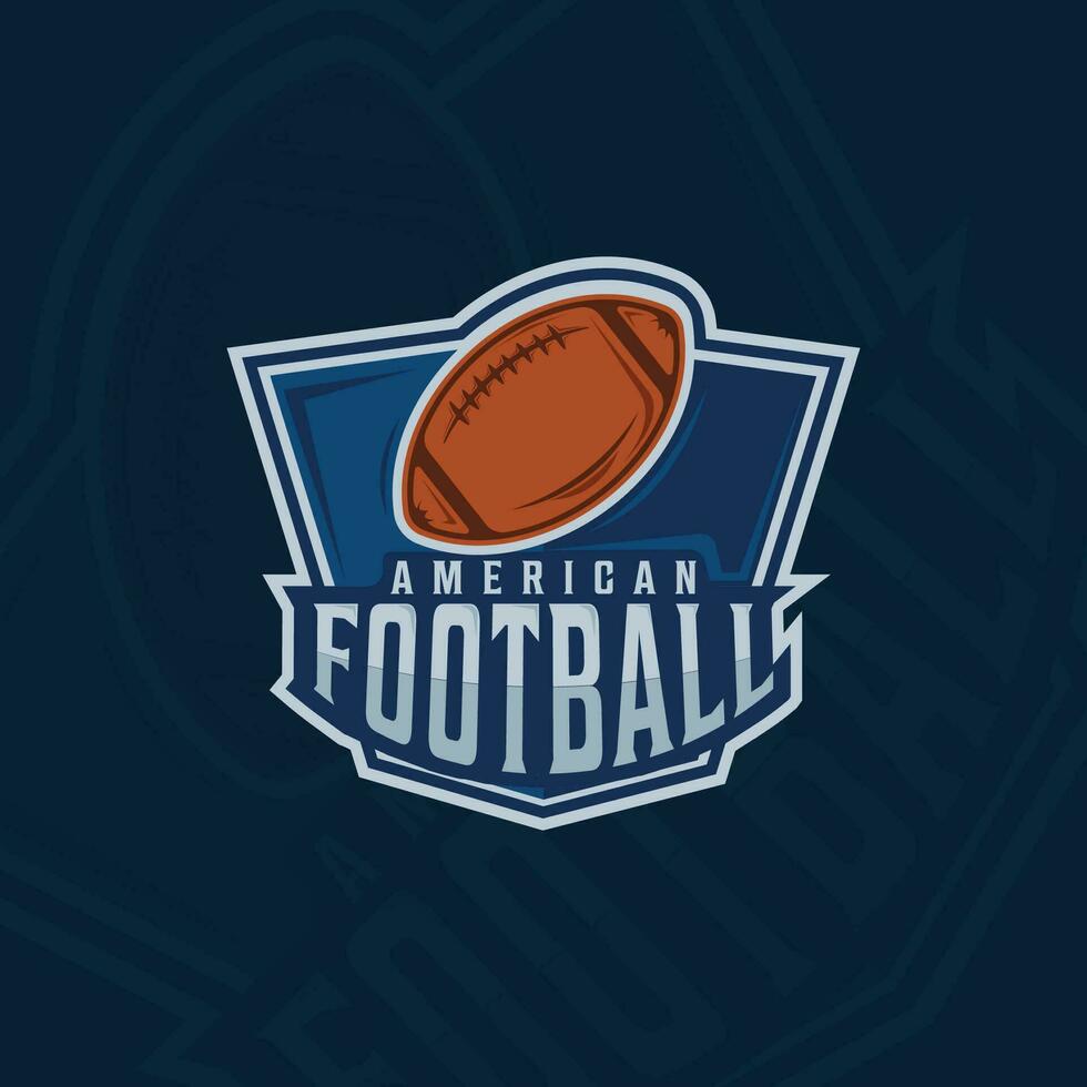 Amerikaans Amerikaans voetbal embleem logo vector illustratie sjabloon icoon grafisch ontwerp. sport van bal teken of symbool voor club of liga concept met insigne