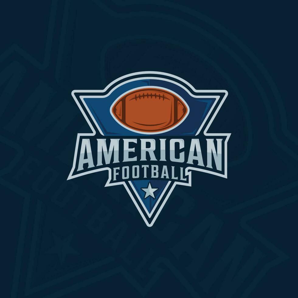 Amerikaans Amerikaans voetbal embleem logo vector illustratie sjabloon icoon grafisch ontwerp. sport van bal teken of symbool voor club of liga concept met insigne