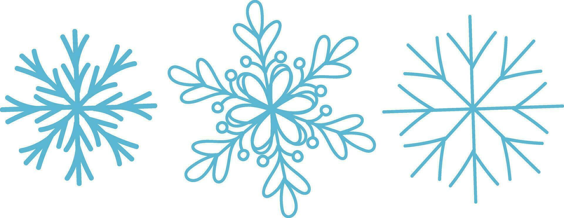 sneeuwvlokken in tekening stijl voor winter ontwerp. vector illustratie. verzameling hand- getrokken sneeuwvlokken geïsoleerd Aan zier achtergrond. sneeuwvlok icoon geschilderd.