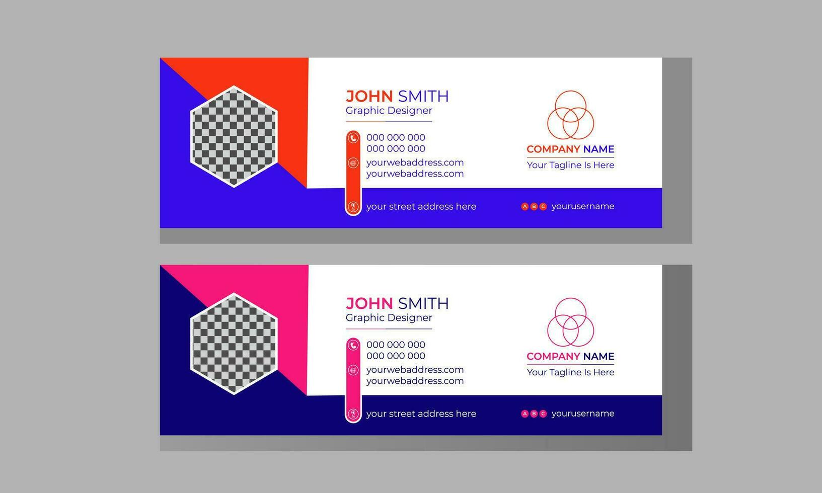 zakelijke creatief e-mail handtekening ontwerp sjabloon voor bedrijf Promotie in 2 kleur reeks vector