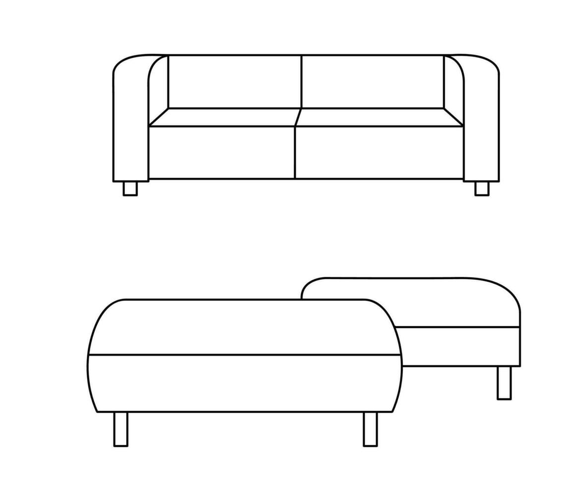 sofa lijn pictogrammen. meubilair ontwerp. verzameling van sofa illustratie. modern meubilair reeks geïsoleerd Aan wit achtergrond. vector