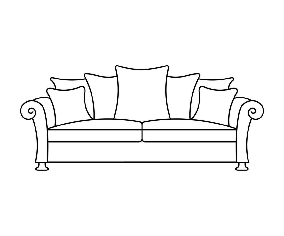 sofa lijn pictogrammen. meubilair ontwerp. verzameling van sofa illustratie. modern meubilair reeks geïsoleerd Aan wit achtergrond. vector