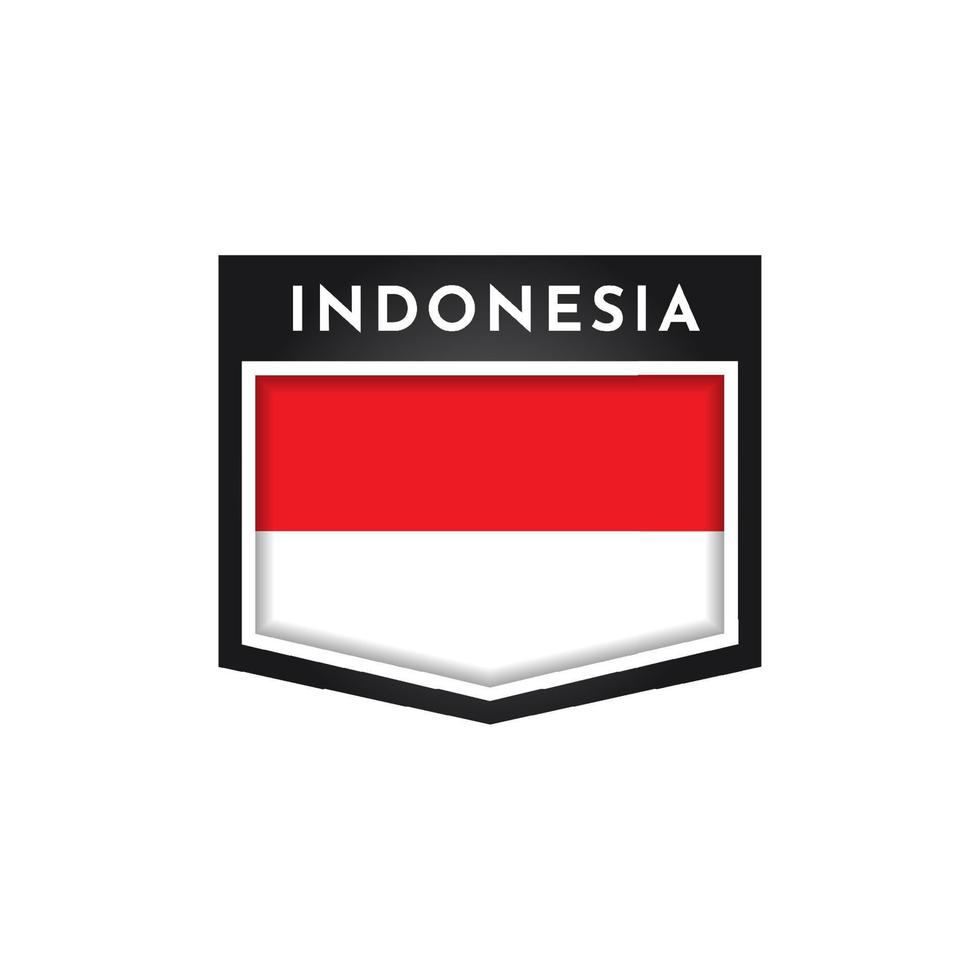 vlag van indonesië met label illustratie sjabloonontwerp vector