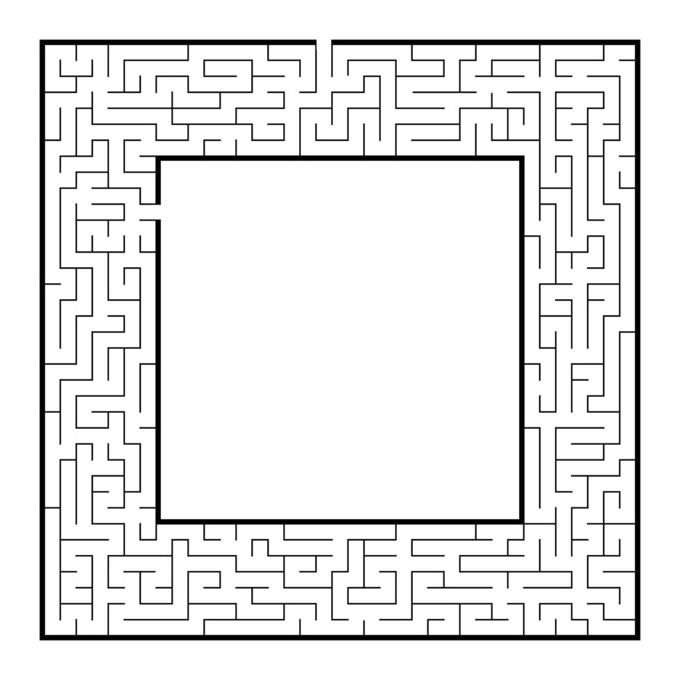 moeilijk vierkant labyrintframe. spel voor kinderen en volwassenen. puzzel voor kinderen. één ingang, één uitgang. labyrint raadsel. platte vectorillustratie. met plaats voor uw afbeelding. vector