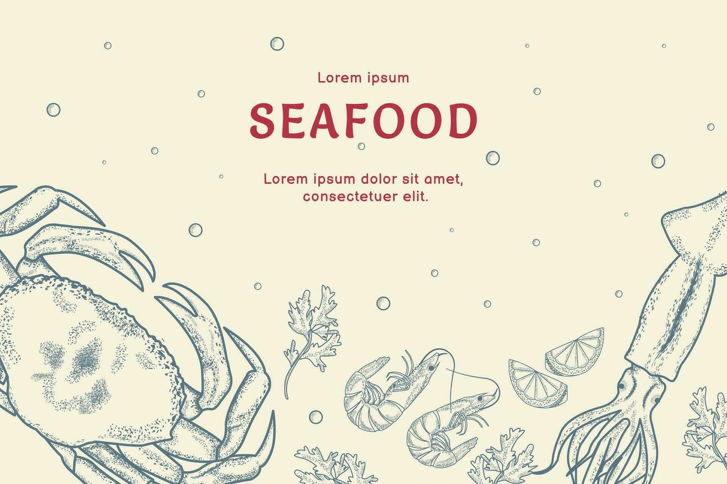 zeevruchten. menu. menu sjabloon voor restaurant, zeevruchten cafe. retro stijl. vector illustratie