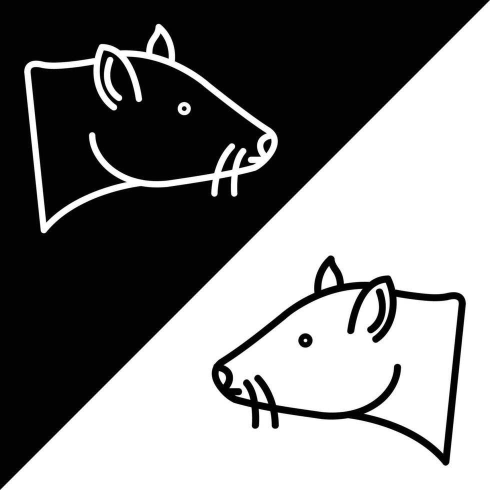 Rat of muis vector icoon, lineal stijl icoon, van dier hoofd pictogrammen verzameling, geïsoleerd Aan zwart en wit achtergrond.